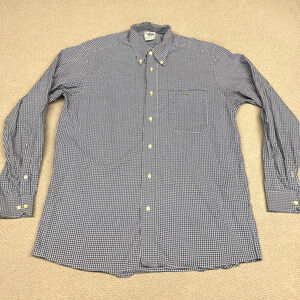 Lacoste Shirt Mens 40 Blue Gingham Plaid Button Down Gator Classic Preppy